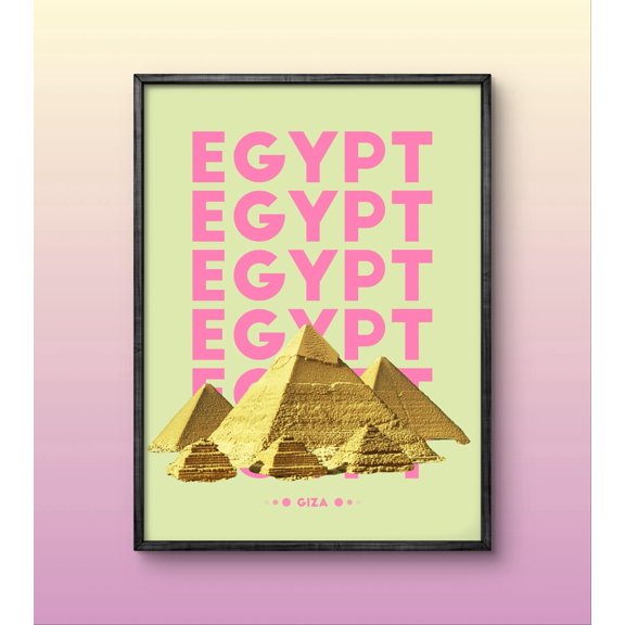 369 Prints egypt Pyramids Wall Art Print, Vibrant Poster Of Giza For Home Decor Or Gift Idea UNFRAMED, 16x24
