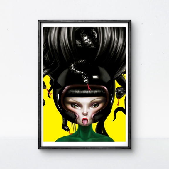 369 Prints envy Poster, Gothic Wall Art, Dark Portrait Print, Seven Deadly Sins Decor, Medusa Style Art, Sinister Myth Poster, Green Envy Art UNFRAMED, 12x18