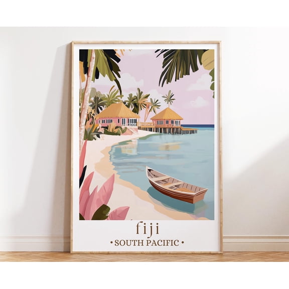 369 Prints fiji Beach Travel Poster, Tropical Island Print, Oceanfront Wall Art, Paradise Getaway Decor, Coastal Gift UNFRAMED, 24x36