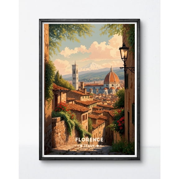 369 Prints florence Italy Poster – Duomo View, Tuscan Architecture, Vintage Travel Art Print UNFRAMED, 8x12