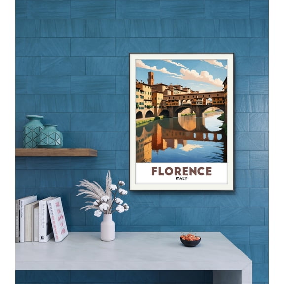 369 Prints florence Poster - Ponte Vecchio Reflections - Italy Poster UNFRAMED, 12x18