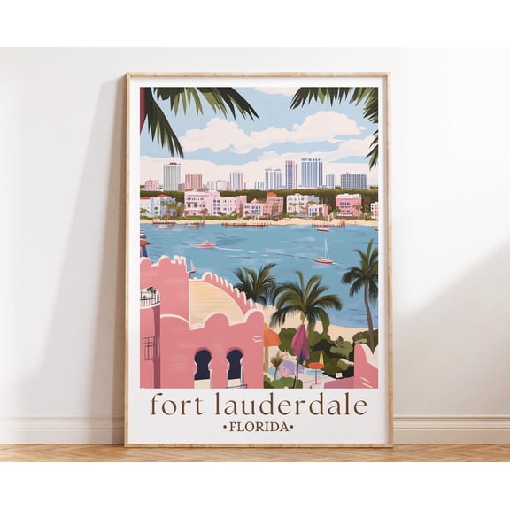 369 Prints fort Lauderdale Florida Travel Poster, Coastal City Print, Beach Town Art, Nautical Decor, Travel Gift UNFRAMED, 8x12
