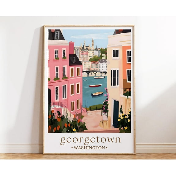 369 Prints georgetown Washington Dc Poster, Historic District Art Printlegant City Wall Decorast Coast Travel Illustration UNFRAMED, 16x24