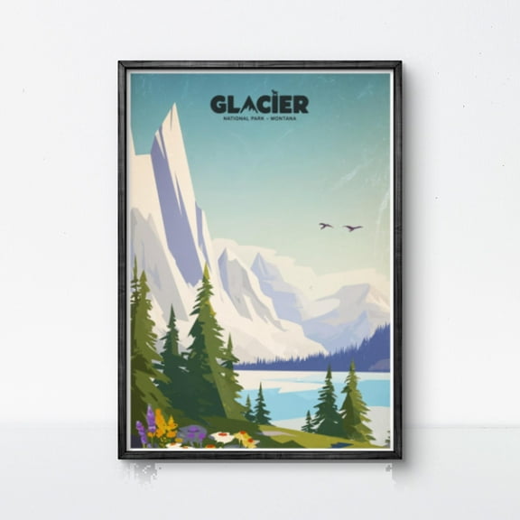 369 Prints glacier National Park Poster Montana Wall Art Nature Landscape Poster Wilderness Decor Mountain Art Hiking Poster UNFRAMED, 8x12