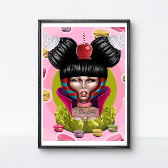 369 Prints gluttony Poster, Seven Sins Wall Art, Dark Pop Art Print, Candy Gothic Decor, Greedy Portrait, Dessert Symbolism Poster, Sin Art UNFRAMED, 16x24