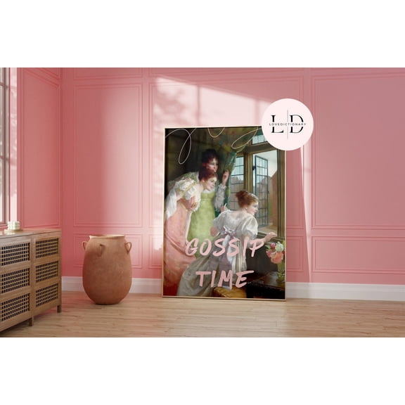 369 Prints gossip Time Wall Art Print, Prints,Eclectic Home Decor,Pink Poster,Altered Art Wall Print, Art,Gift For Her UNFRAMED, 8x12