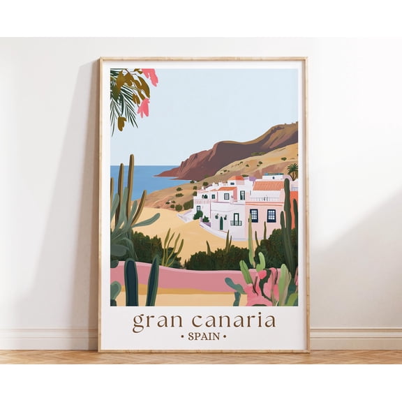369 Prints gran Canaria Spain Travel Poster, Canary Islands Print, Coastal Landscape Art, Beach Escape Decor, Travel Gift UNFRAMED, 16x24