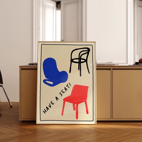 369 Prints have A Seat Art Print Hand Drawn Retro Apartment Wall Art Mid Century Modern Iconic Chairs Poster Vintage Pop Art Print Gift For Home UNFRAMED, 16x24