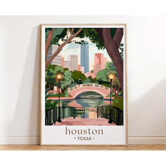 369 Prints houston Texas Travel Poster, Urban City Art, American Landmark Print, Texas Travel Decor, City Escape Gift UNFRAMED, 8x12