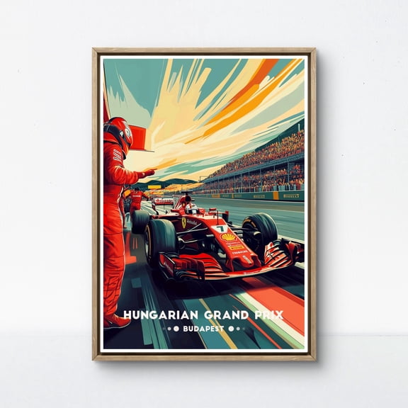 369 Printshungarian Grand Prix Poster – Iconic Formula 1 Pit Stop Scene At The Hungaroring In Budapest UNFRAMED, 24x36