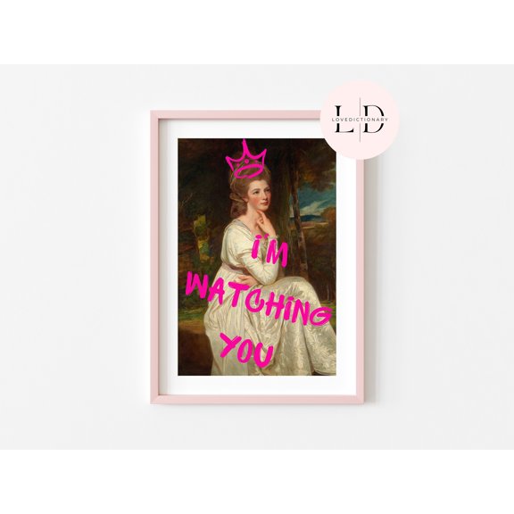 369 Prints i'M Watching You Wall Art Print, Prints,Eclectic Home Decor,Pink Poster,Altered Art Wall Print, Art,Gift For Her UNFRAMED, 24x36