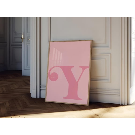 369 Prints letter Y Poster, Pink Alphabet Letter Print, Initial Letter Wall Art, Trendy Dorm Room Decor, Girly Nursery Decor, Teen Room Gallery Wall UNFRAMED, 8x12