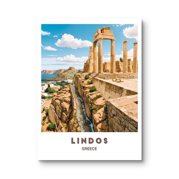 369 Prints lindos Poster Captivating Greek Island Beach Art Print Perfect Decor For Home Or Office Ideal Gift For Greece Lovers And Travel Enthusiasts UNFRAMED, 24x36