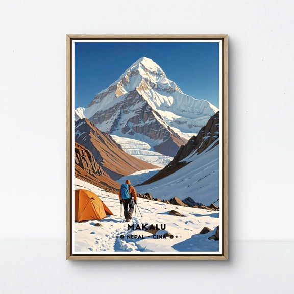 369 Prints makalu Vintage Poster | Nepal & China Mountain Art | Himalayan Adventure Wall Decor UNFRAMED, 12x18