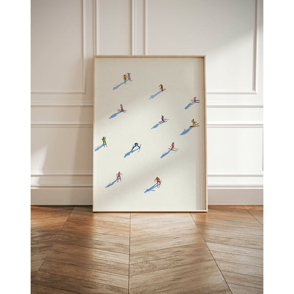 369 Prints mini Skiers Illustration, Watercolour Snowy Winter, Ski Gifts, Winter Ski Print, Snowboarders Minimalist Wall Decor, Poster Only