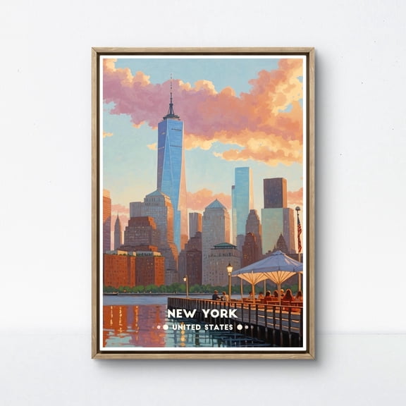 369 Prints new York Vintage Poster, One World Trade Center Art, United States Cityscape Print For Home Or Office Decor UNFRAMED, 16x24