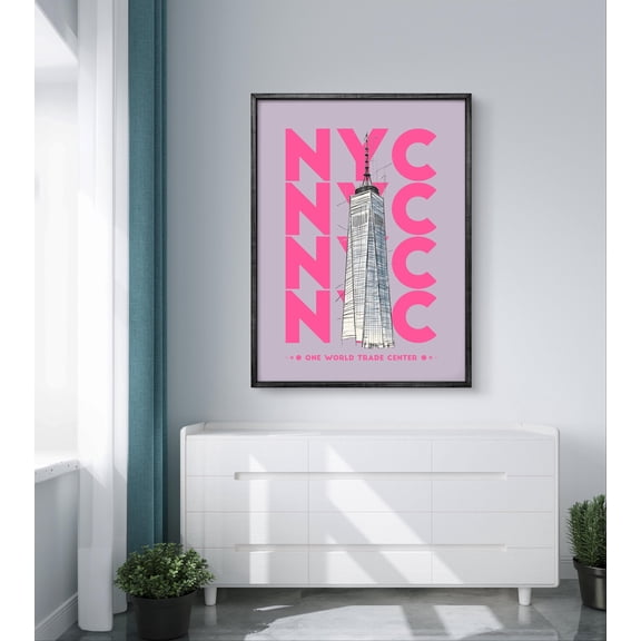 369 Prints nyc Poster, One World Trade Center Print, Poster, New York Skyline Art, Modern Architecture Wall Decor, Pink Urban Gift UNFRAMED, 12x18