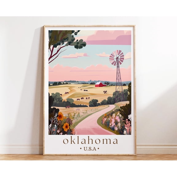 369 Prints oklahoma Travel Poster, Scenic Midwest Print, Nature Landscape Art, American Heartland Decor, Travel Gift UNFRAMED, 8x12