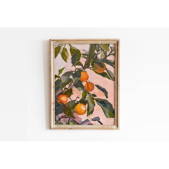 369 Prints orange Tree Wall Art, Springtime Kitchen Poster, Preppy Mediterrenian Print, Girly Farmhouse Decor, Botanical Art UNFRAMED, 24x36