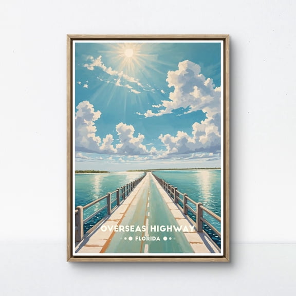 369 Prints overseas Highway Vintage Poster, Florida Wall Art, Coastal Bridge Scenic Artwork, Ocean Drive Travel Poster UNFRAMED, 12x18