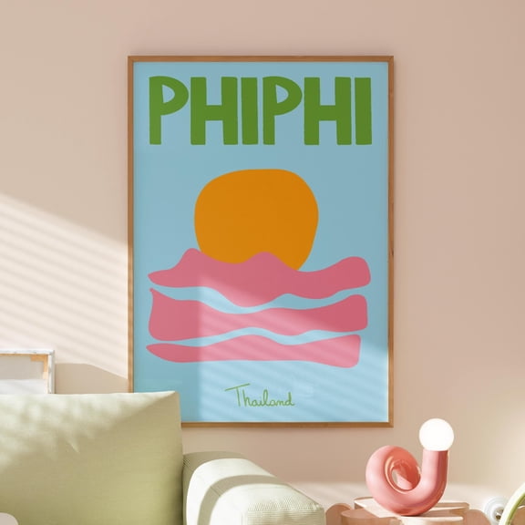 369 Prints phiphi Poster, Preppy Travel Wall Art, Minimal Tropical Print, Preppy Summer Beach Decor, Trendy Travel Exhibition Print, UNFRAMED, 16x24