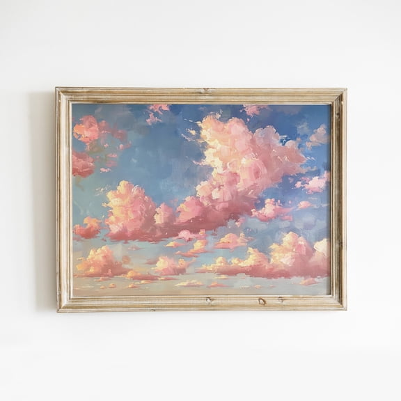 369 Prints pink Clouds Girly Wall Art, Trendy Spring Print, Preppy Room Decor, Pastel Sky, Scenery Clouds Poster UNFRAMED, 8x12