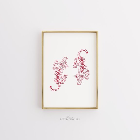 369 Prints pink White Tiger Poster Print, Cheetah Wall Art, Trendy Wall Art, Preppy Room Decor, Maximalist Decor, Boho Wall Art, Boho Deco UNFRAMED, 24x36