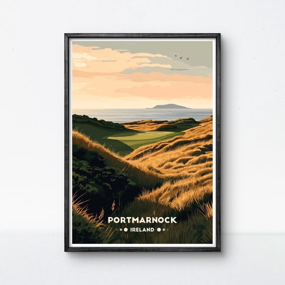 369 Prints portmarnock Golf Poster, Ireland Golf Art Print, Coastal Links Wall Decor For Office, Perfect Gift For Golf Purists Irish Travel Fans UNFRAMED, 8x12