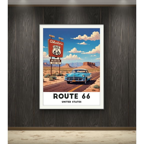 369 Prints route 66 Poster - Cruising Route 66 - The Iconic American Road Trip Experience UNFRAMED, 16x24