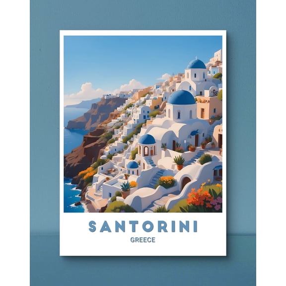 369 Prints santorini Poster - Breathtaking Art Print Of Greek Island Scenery, Ideal For Home Decor And Gifts, Stunning Mediterranean Landscape UNFRAMED, 16x24