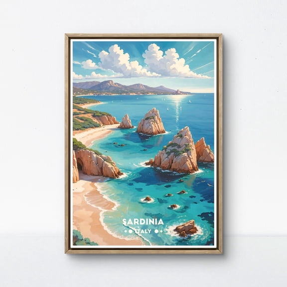 369 Prints sardinia Italy Vintage Poster, Coastal Landscape Art, Mediterranean Travel Wall Decor, Sardinia Travel Vintage Art UNFRAMED, 8x12
