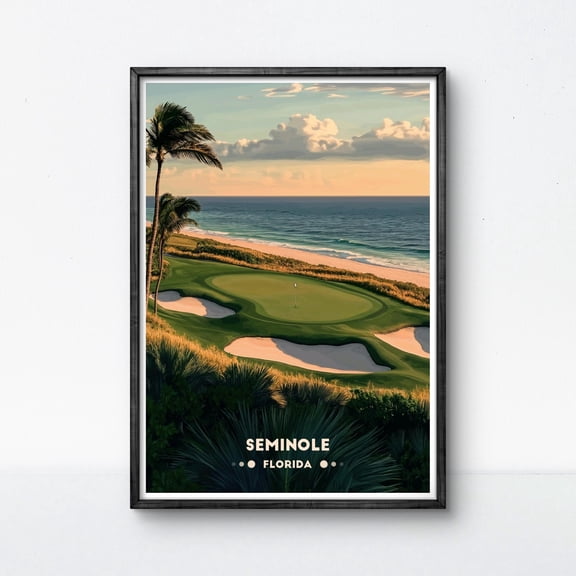 369 Prints seminole Golf Poster Florida Golf Course Art Vintage Travel Beach Golf Wall Art Print | Golf Gift Decor Sports Landscape UNFRAMED, 12x18