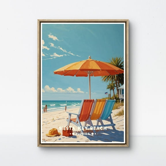 369 Prints siesta Key Beach Vintage Poster, Florida Travel Art, Retro Beach Wall Decor Siesta Key Beach Travel Poster UNFRAMED, 8x12
