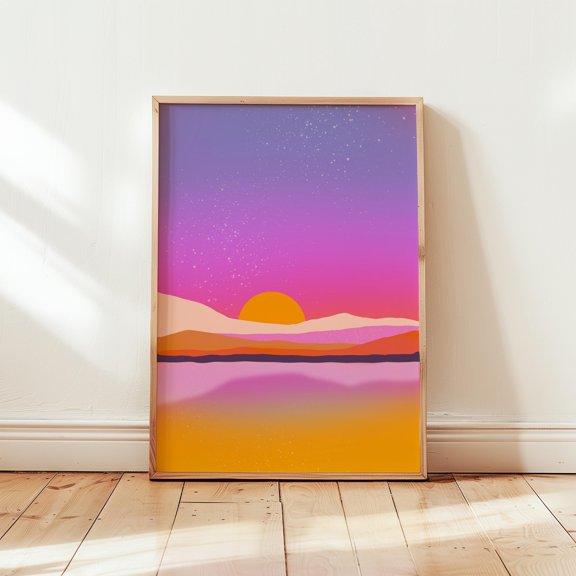 369 Prints sunset Landscape Art | Abstract Landscape Wall Art Print, Vibrant Colorful Poster, Maximalist Aesthetic Living Room Dopamine Decor UNFRAMED, 16x24