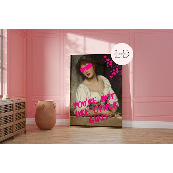 369 Prints you'Re Not Like Other Girls Wall Art Print, Prints,Eclectic Home Decor,Pink Poster,Altered Art Wall Print, Art,Gift For Her UNFRAMED, 8x12