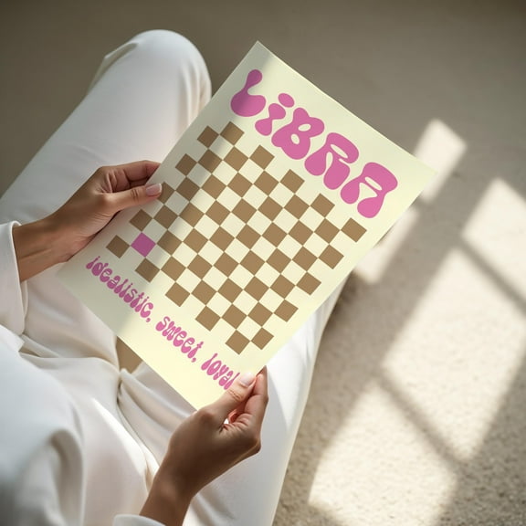 369 Prints zodiac Libra Wall Art Retro Groovy Print Libra Sign Aesthetics Posters Wall Art Trendy Zodiac Print Gift For Libra Personalized Gifts UNFRAMED, 8x12