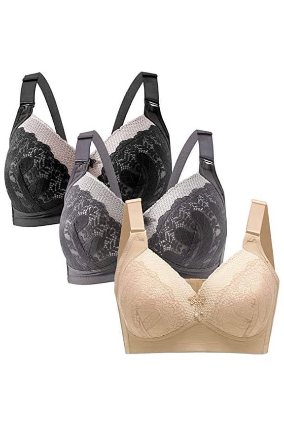 36B Bras for Women 3 Pack Everyday Bra Women's Full Figure Wirefree Bra for women plus size No Wire Bra with Support A 36B