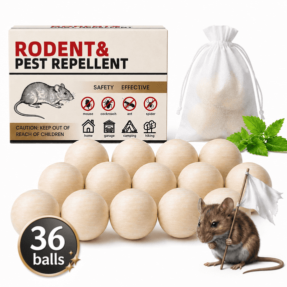 36BALLS RodentRepellent - MiceRepellent Indoor/Outdoor - Moth Balls forRodents, MouseRepellent Peppermint, Keep Mice Away, Peppermint to Repel Mice and Rats, RatRepellent for House
