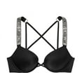 thumbnail image 1 of 36C New Victoria's Secret Shine Strap BOMBSHELL Add 2 cups Swimsuit Black Bikini Swim Top, 1 of 3