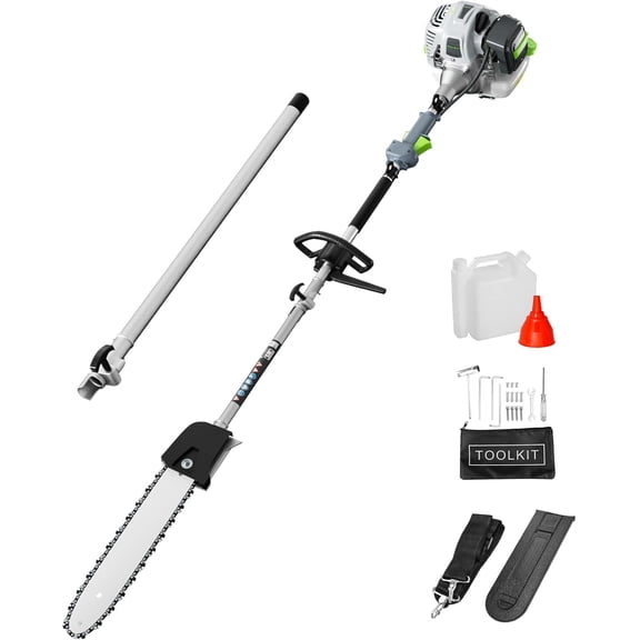 36CC Gas Pole Saw 2-Stroke, 10" Bar 6-8.7FT Extendable Chainsaw for Tree Pruning