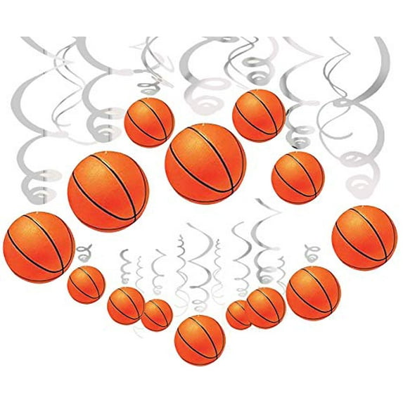 36Ct Basketball Party Supplies Hanging Swirls Decorations - Sports Basketball Game Baby Shower/Birthday Party Decorations