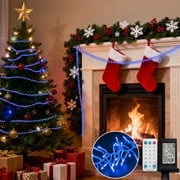 36FT 500LED Christmas Cluster Lights String Lights Decoration for Home Garden Wedding Party Xmas Tree Bedroom Indoor Outdoor Decor with 16-Functions,Clear Wire,Blue