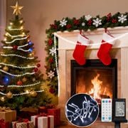 36FT 500LED Christmas Cluster Lights String Lights Decoration for Home Garden Wedding Party Xmas Tree Bedroom Indoor Outdoor Decor with 16-Functions,Clear Wire,Cool White/Blue