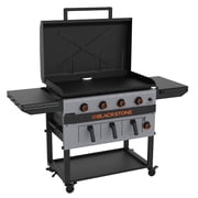 Blackstone Bronco Outdoor Combo Griddle, 36 Inch 4-Burner Flat Top Grill with Air Fryer, Gray