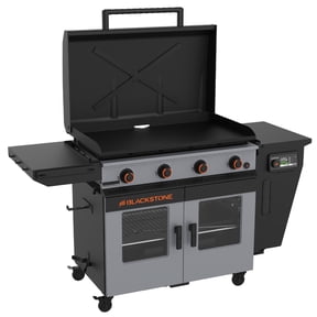 Blackstone Bronco Outdoor Combo Griddle, 36 Inch 4-Burner Flat Top Grill with Vertical Pellet Smoker