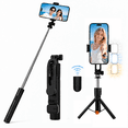 thumbnail image 1 of 36Inch Extendable Phone Selfie Stick with Wireless Remote, Tripod Stand and Fill Light, Portable, for Photograph, Live Streaming, Video Recording, Compatible with iPhone Samsung Android,Black, 1 of 7