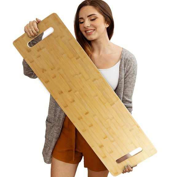 36Inch Extra Large Bamboo Cutting Board, Rectangular Kitchen Chopping Block, Durable Carbonized Bamboo Material