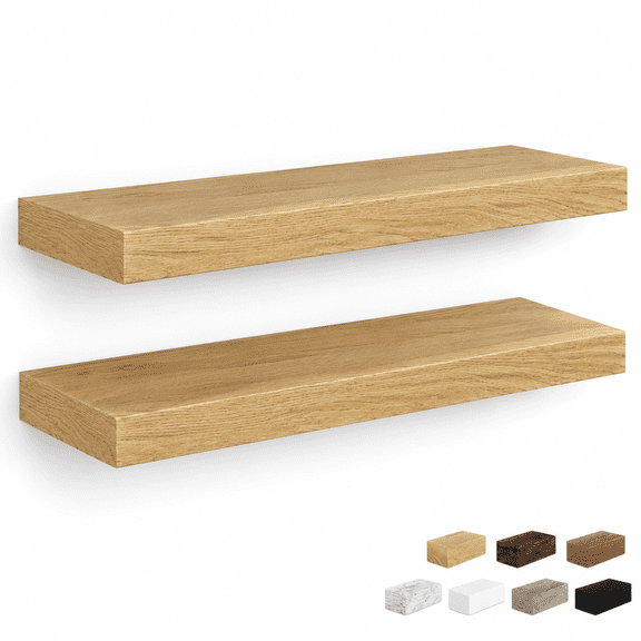 36Inch Floating Shelves for Wall, Oak, 8" Deep