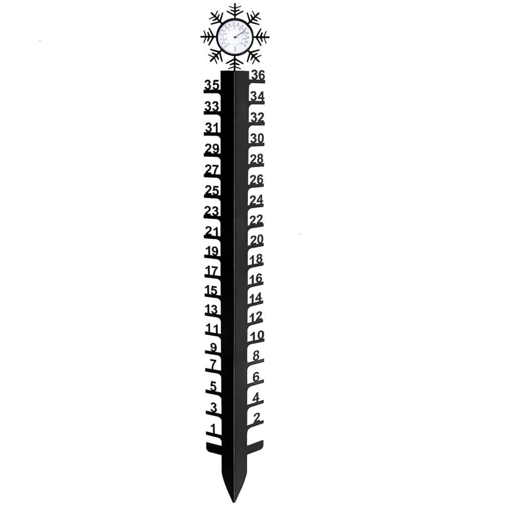 36Inch Snow Measuring Stick Snow Gauge with Temperature Meter for Yard Outdoor Garden Stakes Snowflake Metal Ruler