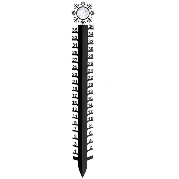 36Inch Snow Measuring Stick Snow Gauge with Temperature Meter for Yard Outdoor Garden Stakes Snowflake Metal Ruler